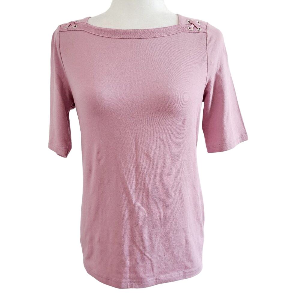 Chaps Short Sleeve Square Neckline Top